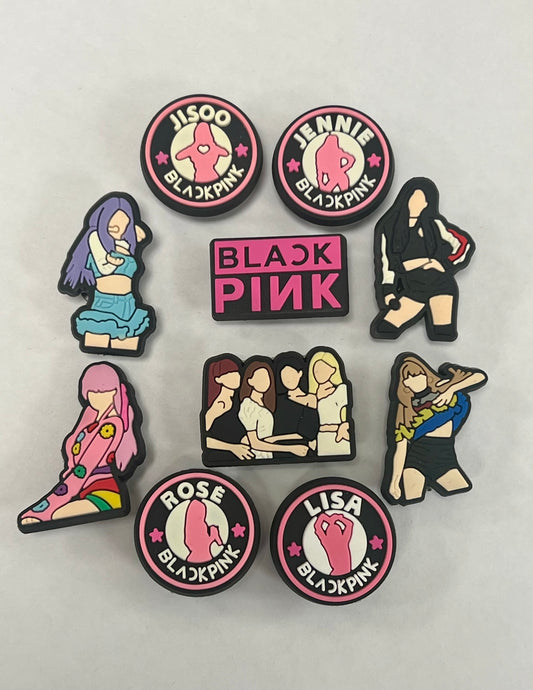 Black Pink Croc Charms Bundle