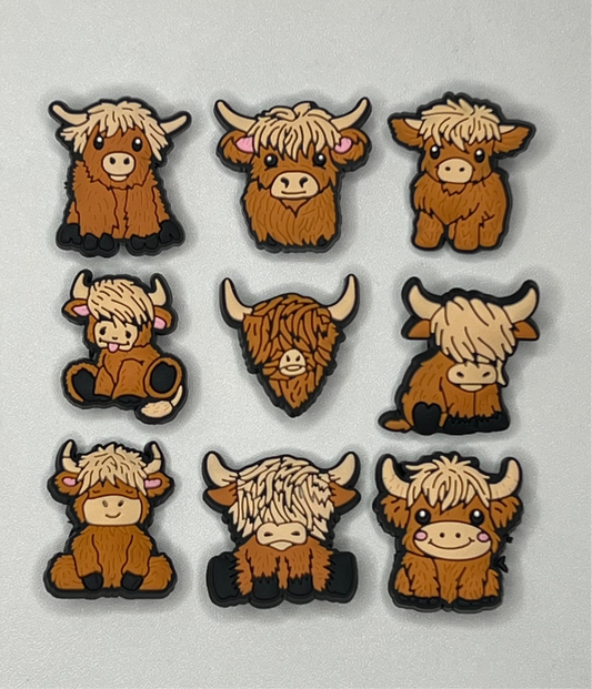 Highland Cow Croc Charms